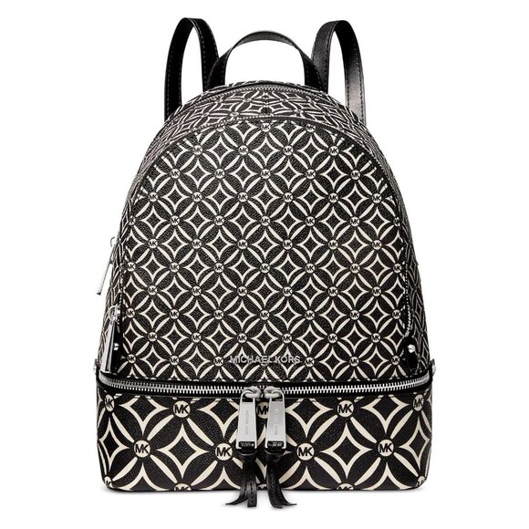Michael Kors Rhea Medium Backpack – Black/Light Cream - Picture 1 of 7